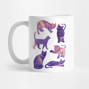 Galaxy Cats Pattern - Pastel Purple Mug